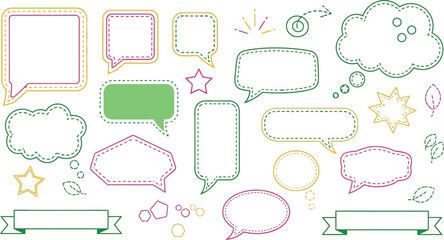Speech bubble vector set colorful communication shapes design editable