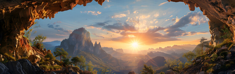 Majestic Rainbow Stretching across Sunset Clouds with Glowing Light