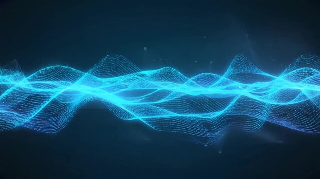 Abstract blue waves flowing smoothly on a dark background with small particles floating around them abstract digital wave futuristic tech patterns backgrounds video
