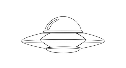 Detailed line drawing of a classic flying saucer UFO evoking a sense of mystery and wonder of