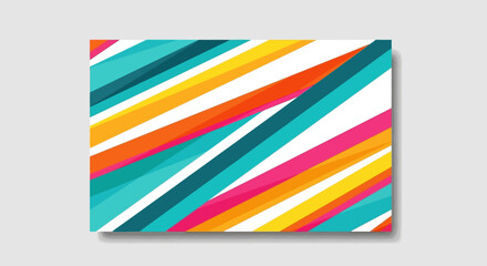 Dynamic abstract background featuring vibrant colorful diagonal stripes and white space design