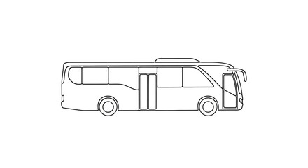 Sleek line drawing showcasing a modern tour bus design for travel and tourism projects