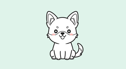 Charming cartoon illustration of a cheerful dog with a minimalist line art style perfect for