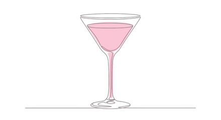 Elegant single line drawing of a pink martini glass conveying minimalism and sophistication