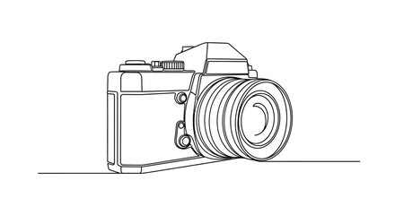 Minimalist line art of vintage film camera for creative photography expression