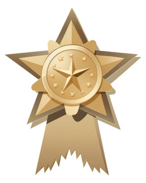 golden star award with ribbon clip art preview