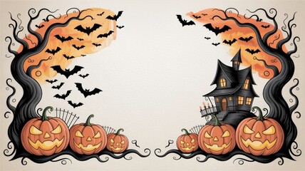 Spooky asymmetrical halloween illustration