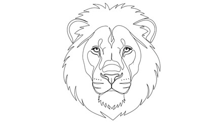 Detailed Lion Head Outline Illustration for Coloring Pages and Graphic Design Projects