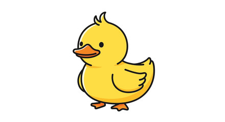 Adorable Yellow Rubber Duck Cartoon Illustration with a Charming Design Standing Isolated