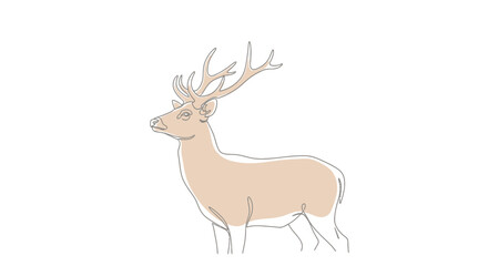 Elegant line drawing of a deer with majestic antlers against a plain background © Anisah