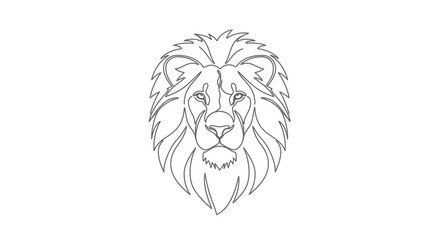 Elegant lion head outline drawing on white background for minimal style design elements