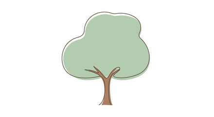 Illustration of a simple cartoon tree with a green canopy and brown trunk design