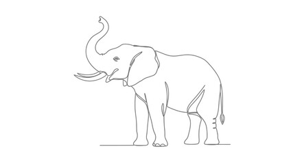 Elegant Elephant: A Minimalist Continuous Line Drawing showcasing Wildlife Beauty and Simplicity