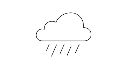 Isolated minimalistic vector illustration of a rain cloud on a white background