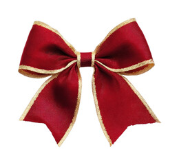 PNG Elegant red bow with gold trim.