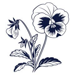 true blue pansy with leaves