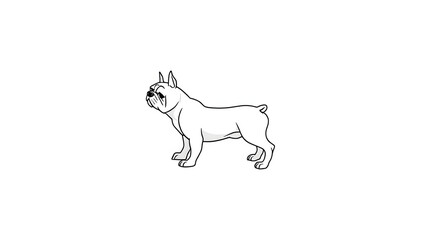 Black and white line art illustration of a bulldog in different poses. Simple sketch style, perfect for vector design, icons, stickers, or coloring books. Generative AI