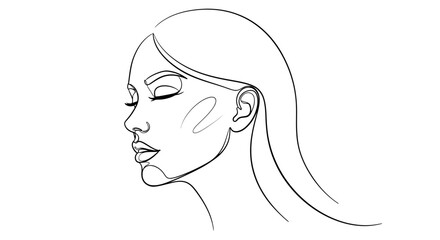 Elegant continuous line drawing of a woman's face in profile artistic illustration