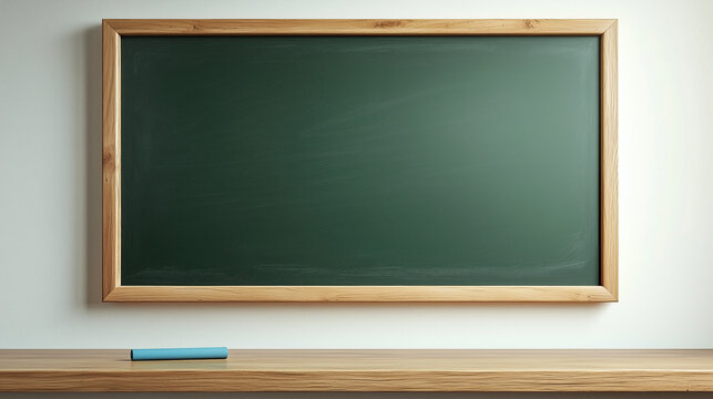 Pristine Blank Emerald Green Chalkboard with Elegant Wooden Frame and Copy Space, Generative AI