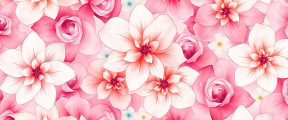 Subtle, flowing watercolor blooms in soft hues create a continuous, elegant pattern,  pattern,  backdrop