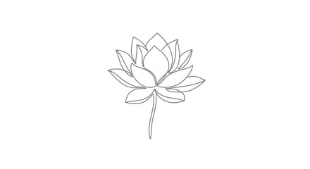 Elegant single line drawing of a lotus flower, minimalist and graceful design element with