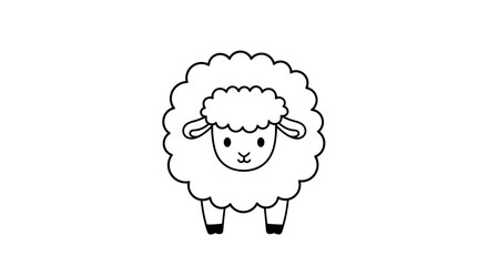 Cute cartoon sheep illustration for children's book or farm animal collection illustration