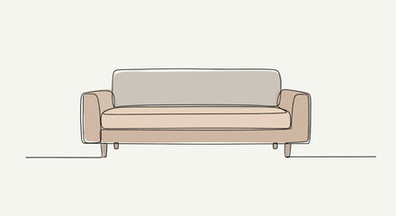 Elegant Hand-Drawn Style Beige Sofa for Interior Design and Home Decor Projects