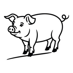 Obraz premium Charming illustration of a pig standing on a line, , suitable for farmthemed designs, childrens illustrations, and playful projects