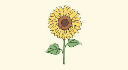 Hand-drawn sunflower illustration with simple lines and cheerful colors offering an uplifting
