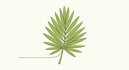 Elegant single continuous line drawing of a lush tropical palm leaf design art