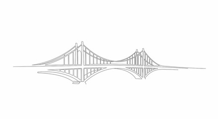 Minimalist Bridge Illustration: A Single Line Drawing of Architectural Wonder