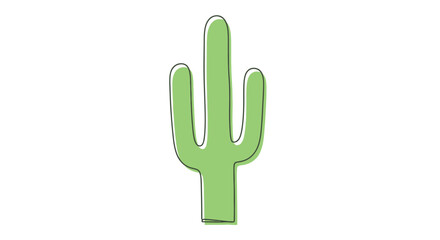 Illustration of a light green saguaro cactus with a dark outline on a white background