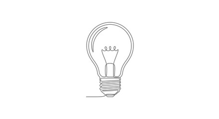 Minimalist Line Drawing of a Classic Light Bulb Symbolizing Innovation and Ideas