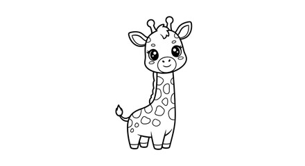 Charming monochrome illustration of a cute giraffe perfect for children's projects