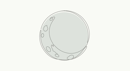 Minimalist moon illustration with soft gray tones and continuous line drawing style, serene