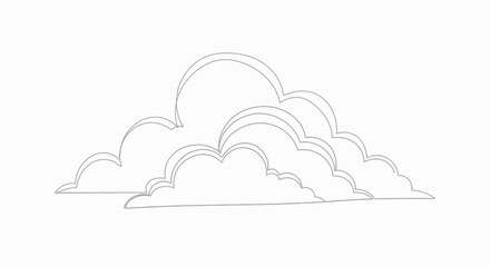 Outlined cartoon cloud formation for graphic design and children's illustration with weather