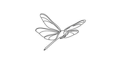 Elegant dragonfly continuous line drawing for minimalist design and nature-inspired artwork