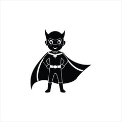Superhero Cartoon Boy Hero Mask Cape Kids Comic Fantasy Design Vector Illustration

