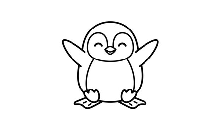 Charming penguin illustration with minimalist design perfect for educational materials and