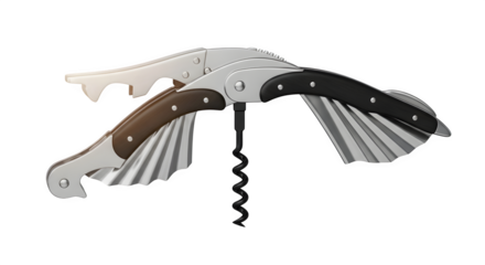Two sommelier corkscrew isolated on transparent background, a versatile tool for opening wine bottles with ease and precision, and a musthave for wine lovers