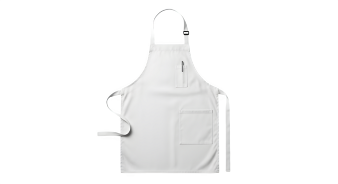 Clean white apron isolated on transparent background, perfect for cooking, baking, or crafting, ensuring a spotless and professional appearance every time
