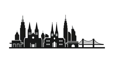 Obraz premium Cityscape silhouette buildings vector illustration