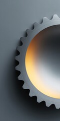 Dynamic closeup of titanium gear disc industrial setting macro photography modern aesthetic abstract perspective