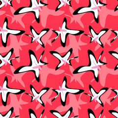 Pink black modern abstract flowers 