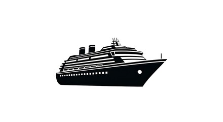 Obraz premium Cruise ship silhouette isolated on white background