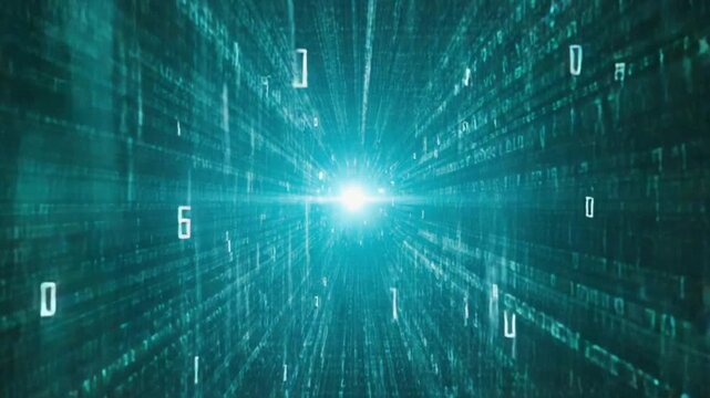 Abstract digital stream with blue glowing light and floating numbers and characters effect abstract digital wave futuristic tech patterns backgrounds video