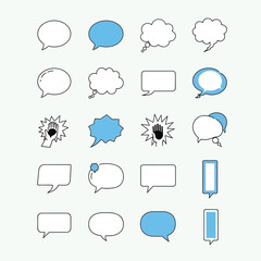 Set of speech bubbles in outline style