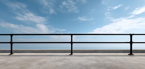 Ocean view balcony with black metal railing