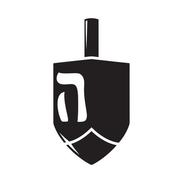black dreidel with hebrew letter clip art preview