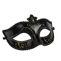 Venetian carnival mask black color isolated Transparent background, PNG. 